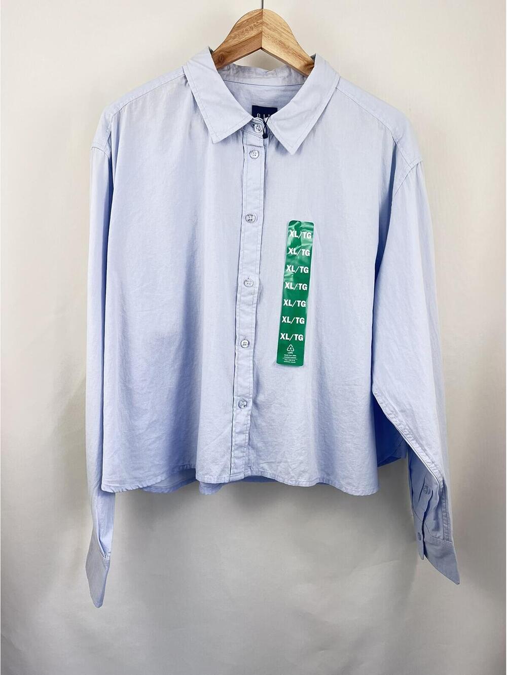 NWT GAP Cropped Long Sleeve Button Up Shirt 100% Cotton Women's XL
